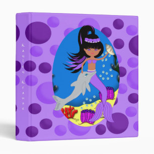 Purple Mermaid and Dolphin Avery Binder 1"