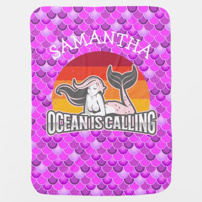 Purple Mermaid Baby   Blanket (Front)