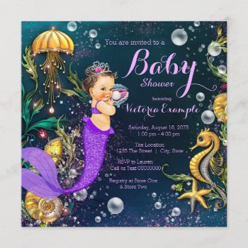Purple Mermaid Baby Shower Invitation by The_Baby_Boutique at Zazzle