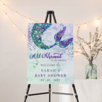 Purple Mermaid Baby Shower Welcome Sign