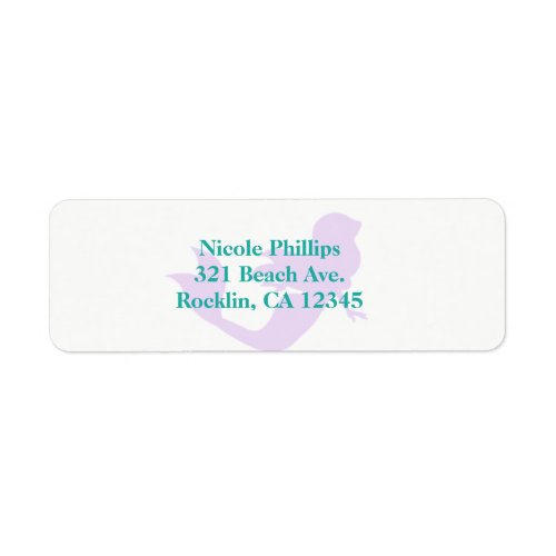 Purple Mermaid Beach Birthday Party Invitation Label
