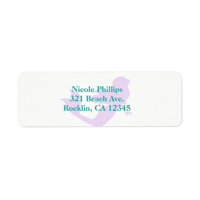 Purple Mermaid Beach Birthday Party Invitation Label (Front)