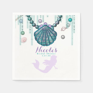 Purple Mermaid Beach Bling Birthday Party Custom Napkins