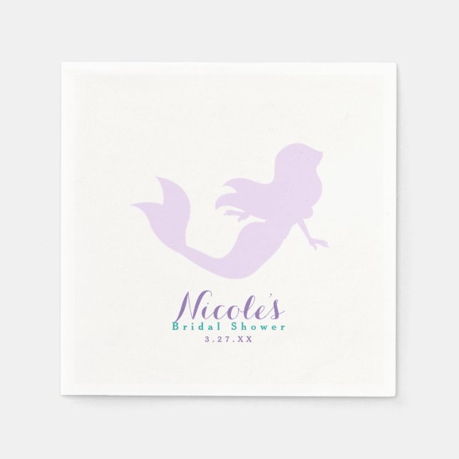 Purple Mermaid Beach Bling Birthday Party Custom Paper Napkins (Front)