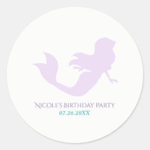 Purple Mermaid Beach Bling Birthday Party Favor Classic Round Sticker