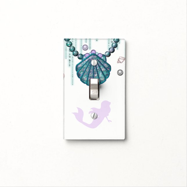 Purple Mermaid Beach Bling Elegant Glam Jewels Light Switch Cover (In Situ)