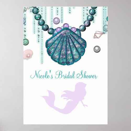 Purple Mermaid Beach Bling Party Banner Poster