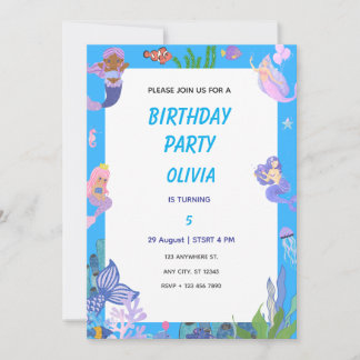 Purple Mermaid Birthday Card