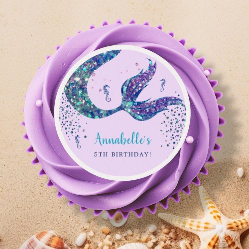 Purple Mermaid Birthday Favor  Edible Frosting Rounds