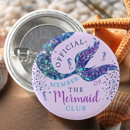 Purple Mermaid Birthday Party Favor Button