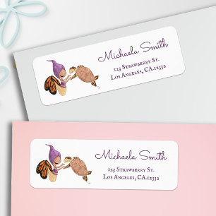 Purple Mermaid Butterfly Turtle Return Address Label