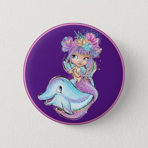 Purple Mermaid Button