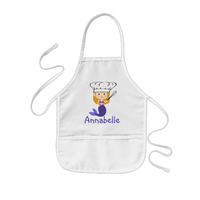 Purple Mermaid Chef Personalize Kids' Apron (Front)