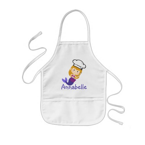 Purple Mermaid Chef with Bowl  Personalize Kids Apron
