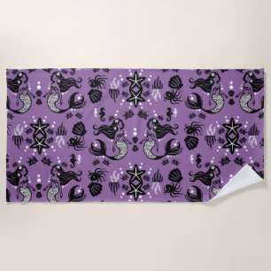 Purple Mermaid Fantasy Beach Towel