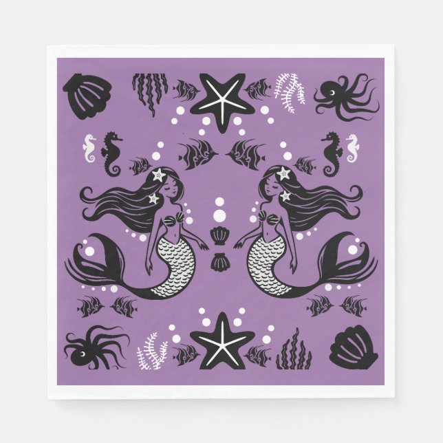 Purple Mermaid Fantasy Napkins (Front)