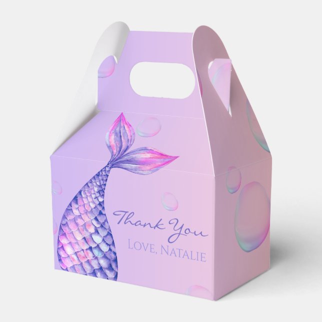 Purple Mermaid  Favor Box (Front Side)