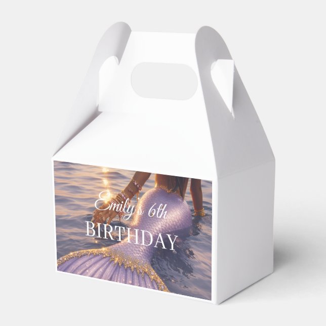 purple mermaid favor boxes  || customizable  (Front Side)