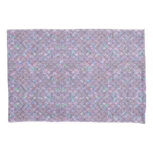 Purple Mermaid Fish Scales Holographic Elegant Pillow Case