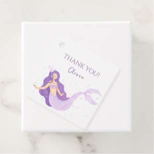 Purple Mermaid Girls Personalized Birthday Favor Tags
