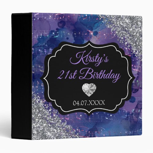 Purple Mermaid Glitter Birthday Photo Album  3 Ring Binder