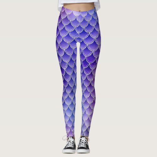 Purple mermaid glow leggings