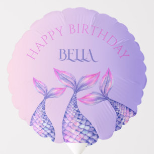 Purple Mermaid Happy Birthday Balloon