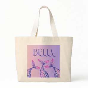 Purple Mermaid Name Kids Tote Bag