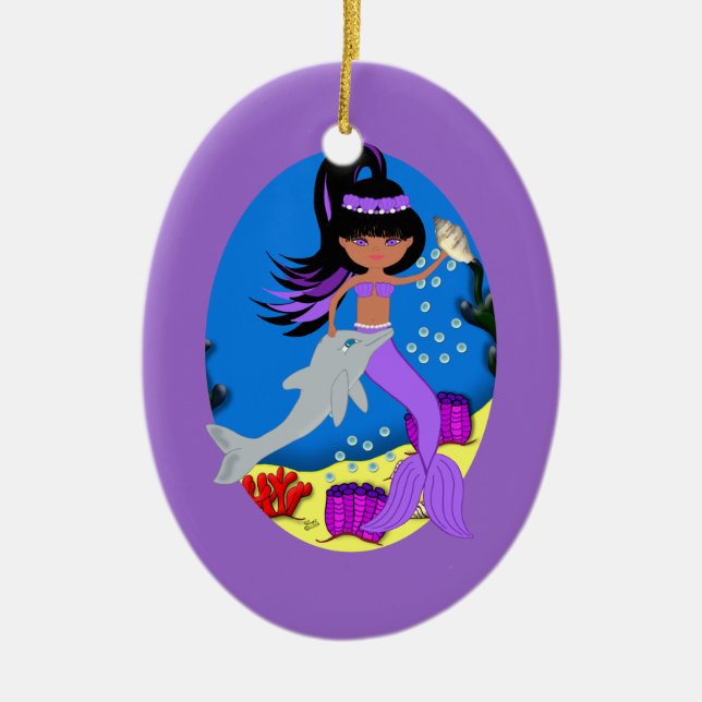 Purple Mermaid Ornament (Front)