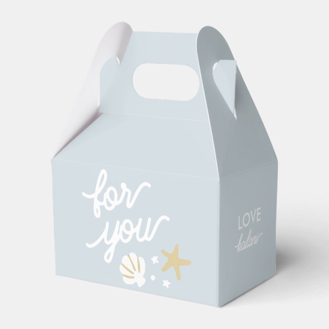 Purple Mermaid Party Seashells Personalized Favor Boxes (Front Side)