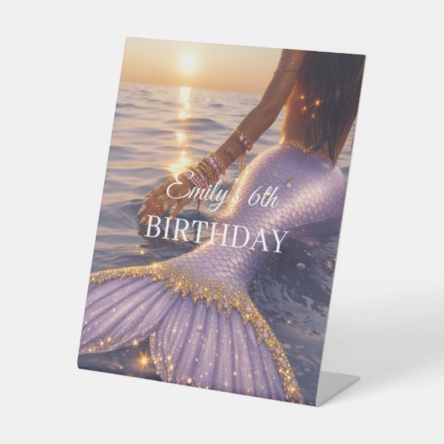 purple mermaid pedestal sign || customizable  (Front)
