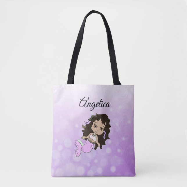 Purple Mermaid Personalized Tote Bag (Front)