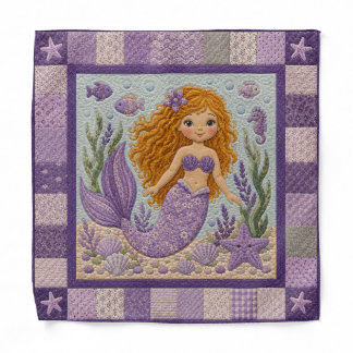 Purple Mermaid Quilt Bandana