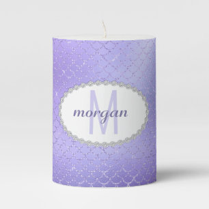 Purple Mermaid Scale Monogrammed Pillar Candle
