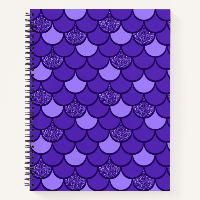 Purple mermaid scale with glitter effect notebook (Front)