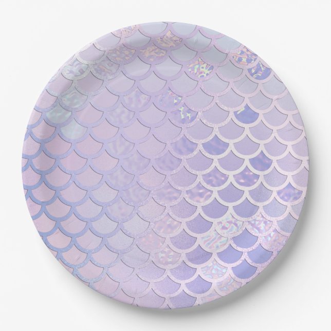 Purple Mermaid Scales Party  Paper Plates (Front)