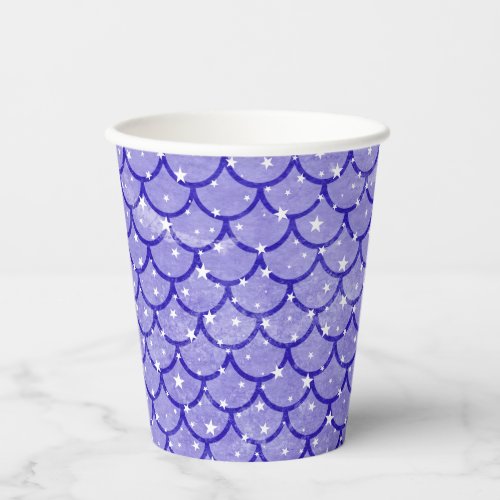 Purple Mermaid Scales Stars Design Paper Cups