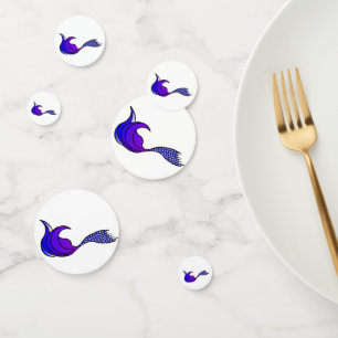 Purple Mermaid tail on table confetti