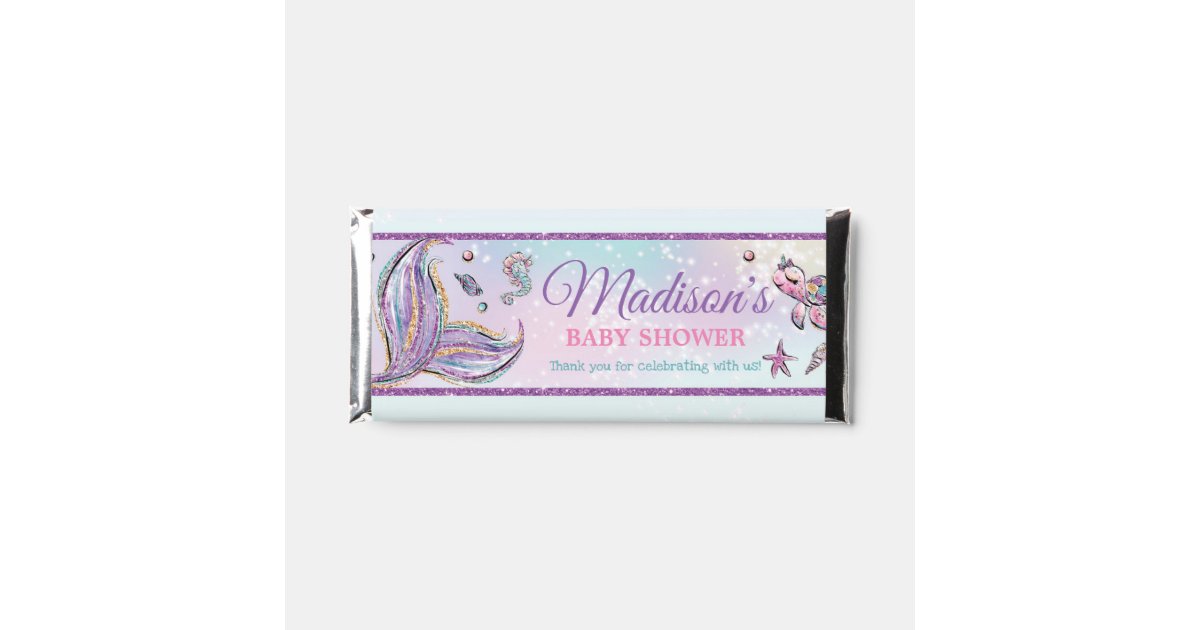 Purple Mermaid Tail Under the Sea Pool Baby Shower Hershey Bar Favors ...