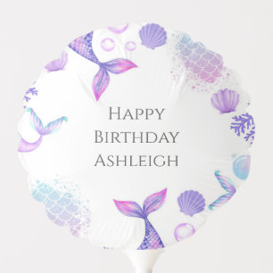 Purple Mermaid Themed Birthday Party Balloon