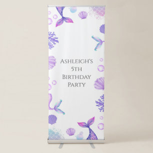 Purple Mermaid Themed Birthday Party Retractable Banner