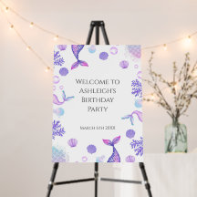 Purple Mermaid Themed Birthday Welcome Sign