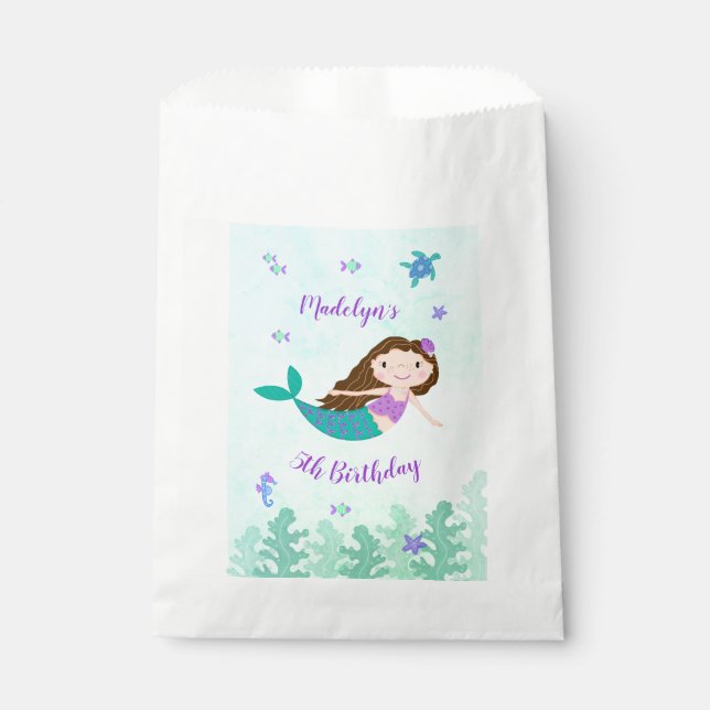 Purple Mermaid Under The Sea Birthday Favor Bag (Front)