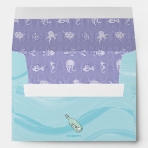 Purple Mermaid with Fair Skin and Sea Turtle Envelope