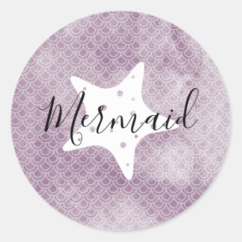 Purple Mermaid with Starfish Birthday Stickers