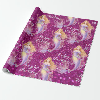 Purple mermaid wrapping paper
