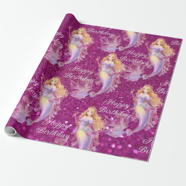 Purple mermaid  wrapping paper (Unrolled)