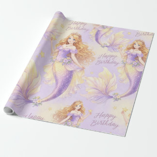 Purple mermaid wrapping paper
