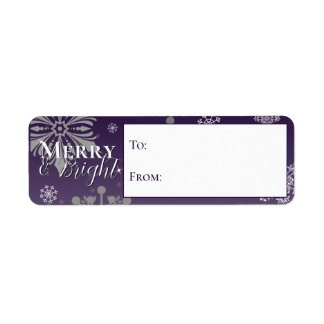 Purple Merry and Bright Snowflakes To and From Label