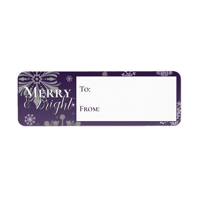 Purple Merry and Bright Snowflakes To and From Label (Front)
